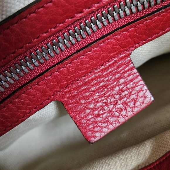 Vintage Gucci Red Leather Luxury Large Tote Handbag - Picture 8 of 16